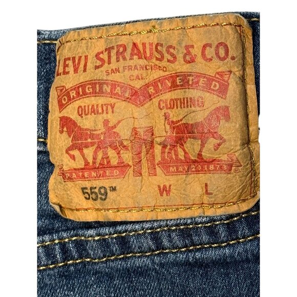 Levis 559 Mens Relaxed Straight Jeans 44 x 29 Medium Wash Blue Denim - Picture 4 of 9